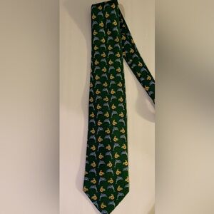 Burberrys Men Green w Dolphin Yellow Flower Silk Tie Made in France